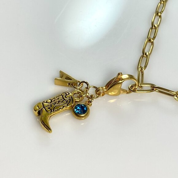 Cowgirl Boot with Letter and Birthstone Clip On Charm - CUSTOMIZABLE - Picture 5 of 8